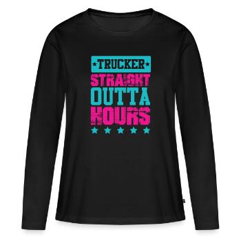 camionneur tout droit sorti - T-shirt manches longues Premium bio Femme - noir - Devant - Julia (174cm)