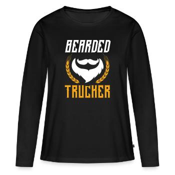 trucker vollbart spruch - Frauen Premium Bio Langarmshirt - Schwarz - Vorne - Julia (174cm)