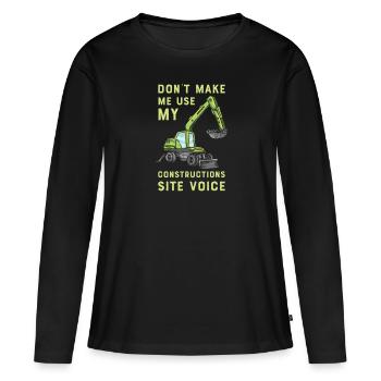 Opérateur de machine de chantier Pelle de chantier - T-shirt manches longues Premium bio Femme - noir - Devant - Julia (174cm)