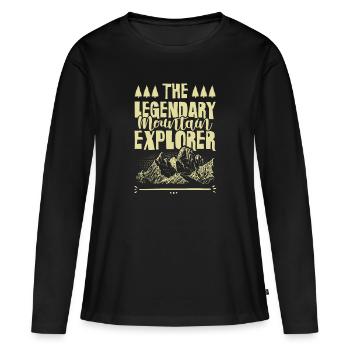 mountain explorer - Frauen Premium Bio Langarmshirt - Schwarz - Vorne - Julia (174cm)