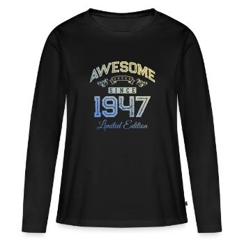 1947 awesome since - Frauen Premium Bio Langarmshirt - Schwarz - Vorne - Julia (174cm)