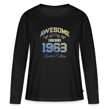 1963 awesome since - Frauen Premium Bio Langarmshirt - Schwarz - Vorne - Julia (174cm)