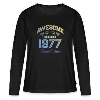 1977 awesome since - Frauen Premium Bio Langarmshirt - Schwarz - Vorne - Julia (174cm)
