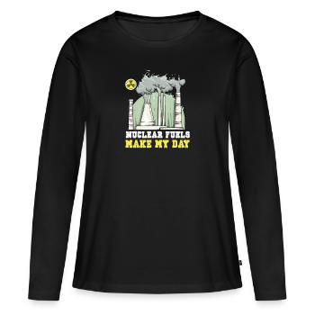 Atomkraftwerk Nuklear Energie Erneuerbare Energie - Frauen Premium Bio Langarmshirt - Schwarz - Vorne - Julia (174cm)