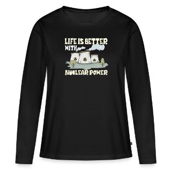 Atomkraftwerk Nuklear Energie Erneuerbare Energie - Frauen Premium Bio Langarmshirt - Schwarz - Vorne - Julia (174cm)