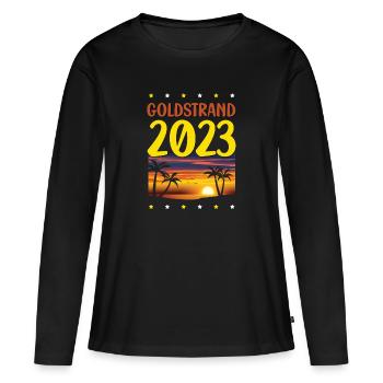 Goldstrand 2023 - Frauen Premium Bio Langarmshirt - Schwarz - Vorne - Julia (174cm)