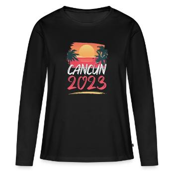 Cancun 2023 - T-shirt manches longues Premium bio Femme - noir - Devant - Julia (174cm)