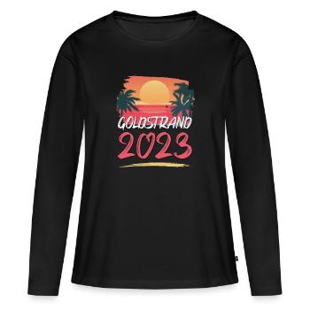 Goldstrand 2023 - Frauen Premium Bio Langarmshirt - Schwarz - Vorne - Julia (174cm)