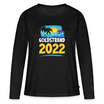 Goldstrand 2023 - Frauen Premium Bio Langarmshirt - Schwarz - Vorne - Julia (174cm)