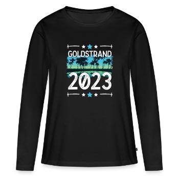 Goldstrand 2023 - Frauen Premium Bio Langarmshirt - Schwarz - Vorne - Julia (174cm)