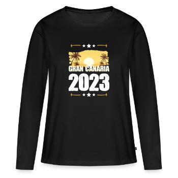 Gran Canaria 2023 - Frauen Premium Bio Langarmshirt - Schwarz - Vorne - Julia (174cm)