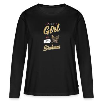 Brahma Chicken I Chicken Poultry Motif pour - T-shirt manches longues Premium bio Femme - noir - Devant - Julia (174cm)