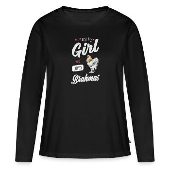 Brahma Chicken I Chicken Poultry Motif pour - T-shirt manches longues Premium bio Femme - noir - Devant - Julia (174cm)