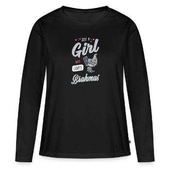 Brahma Chicken I Chicken Poultry Motif pour - T-shirt manches longues Premium bio Femme - noir - Devant - Julia (174cm)