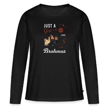 Brahma Chicken I Chicken Poultry Motif pour - T-shirt manches longues Premium bio Femme - noir - Devant - Julia (174cm)