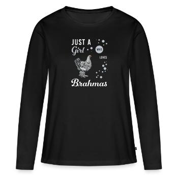Brahma Chicken I Chicken Poultry Motif pour - T-shirt manches longues Premium bio Femme - noir - Devant - Julia (174cm)
