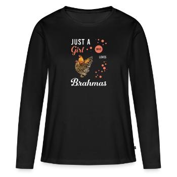 Brahma Chicken I Chicken Poultry Motif pour - T-shirt manches longues Premium bio Femme - noir - Devant - Julia (174cm)