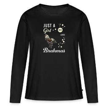 Brahma Chicken I Chicken Poultry Motif pour - T-shirt manches longues Premium bio Femme - noir - Devant - Julia (174cm)