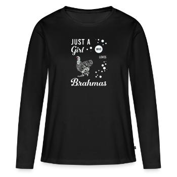 Brahma Chicken I Chicken Poultry Motif pour - T-shirt manches longues Premium bio Femme - noir - Devant - Julia (174cm)