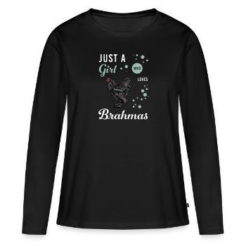 Brahma Chicken I Chicken Poultry Motif pour - T-shirt manches longues Premium bio Femme - noir - Devant - Julia (174cm)