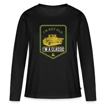 Classique fermier - T-shirt manches longues Premium bio Femme - noir - Devant - Julia (174cm)