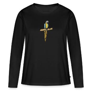 Ara Perroquet I Amérique du Sud Oiseau exotique pour - T-shirt manches longues Premium bio Femme - noir - Devant - Julia (174cm)