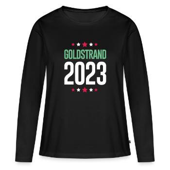 Goldstrand 2023 - Frauen Premium Bio Langarmshirt - Schwarz - Vorne - Julia (174cm)