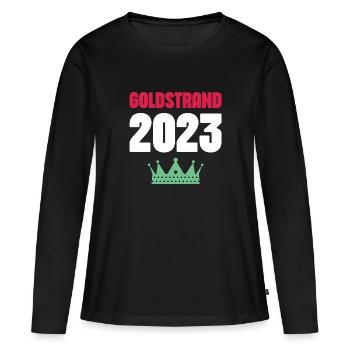 Sables d’or 2023 Couronne - T-shirt manches longues Premium bio Femme - noir - Devant - Julia (174cm)