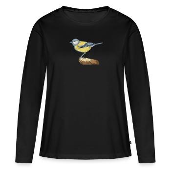 Blaumeise I Vogel Meise Motiv für Vogelbeobachter - Frauen Premium Bio Langarmshirt - Schwarz - Vorne - Julia (174cm)