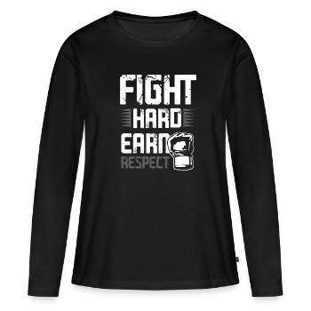 mma respekt - Frauen Premium Bio Langarmshirt - Schwarz - Vorne - Julia (174cm)