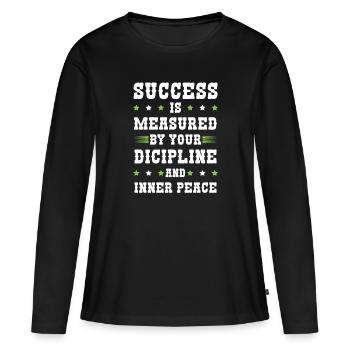 Discipline de réussite - T-shirt manches longues Premium bio Femme - noir - Devant - Julia (174cm)