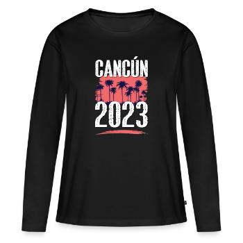 Cancun 2023 - T-shirt manches longues Premium bio Femme - noir - Devant - Julia (174cm)