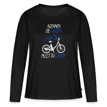 Brennen Die Waden Musst Du Laden E-Bike Fahrrad - Frauen Premium Bio Langarmshirt - Schwarz - Vorne - Julia (174cm)