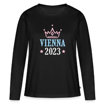 Vienne 2023 Vienne - T-shirt manches longues Premium bio Femme - noir - Devant - Julia (174cm)
