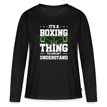 Gants de boxe - T-shirt manches longues Premium bio Femme - noir - Devant - Julia (174cm)