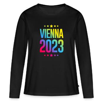Vienne 2023 Vienne - T-shirt manches longues Premium bio Femme - noir - Devant - Julia (174cm)