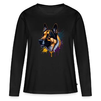 German Shepherd German Shepherd SplashArt - Women's Premium Organic Long Sleeve Shirt - black - Front - Julia (174cm)