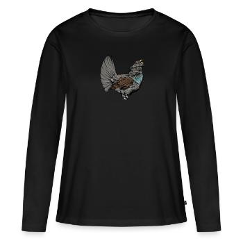 Capercaillie I Poulet Motif de grand tétras pour chasseur - T-shirt manches longues Premium bio Femme - noir - Devant - Julia (174cm)