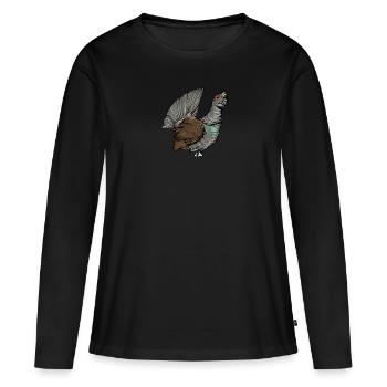 Capercaillie I Poulet Motif de grand tétras pour chasseur - T-shirt manches longues Premium bio Femme - noir - Devant - Julia (174cm)