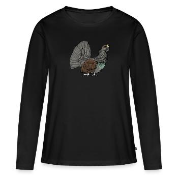 Capercaillie I Poulet Motif de grand tétras pour chasseur - T-shirt manches longues Premium bio Femme - noir - Devant - Julia (174cm)