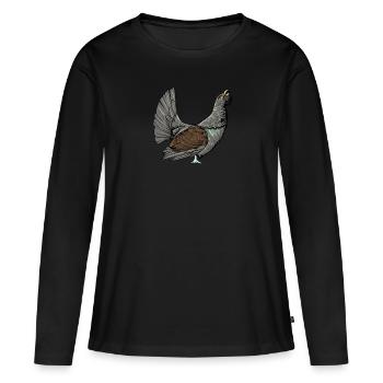 Capercaillie I Poulet Motif de grand tétras pour chasseur - T-shirt manches longues Premium bio Femme - noir - Devant - Julia (174cm)