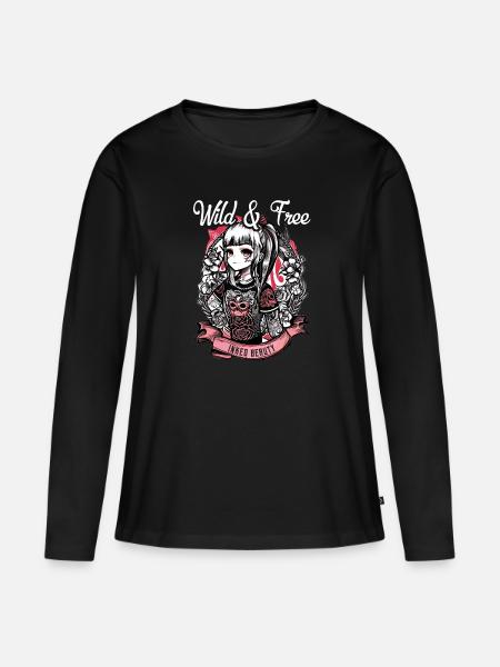 Tattoo Mann Frau Mädchen Tätowiert - Frauen Premium Bio Langarmshirt - Schwarz