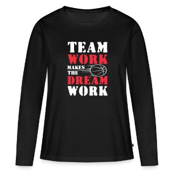 Travail d’équipe Basketball - T-shirt manches longues Premium bio Femme - noir - Devant - Julia (174cm)
