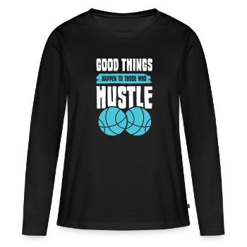 Hustle Basketball - T-shirt manches longues Premium bio Femme - noir - Devant - Julia (174cm)