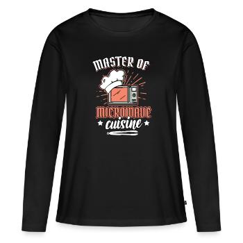 Cuisine Humour Maître De La Cuisine Micro-Ondes Dire - T-shirt manches longues Premium bio Femme - noir - Devant - Julia (174cm)