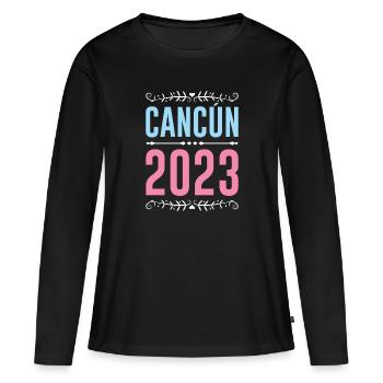 Cancun 2023 - T-shirt manches longues Premium bio Femme - noir - Devant - Julia (174cm)