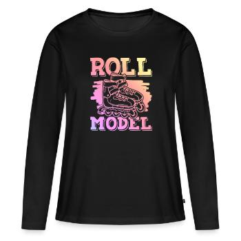 roll skaten - Frauen Premium Bio Langarmshirt - Schwarz - Vorne - Julia (174cm)