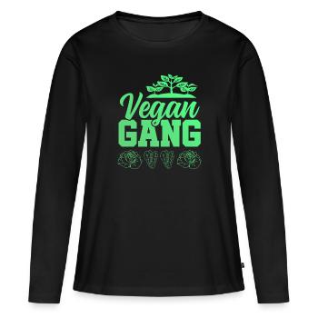 Gang végétalien - T-shirt manches longues Premium bio Femme - noir - Devant - Julia (174cm)
