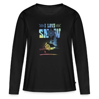 J’adore la neige - T-shirt manches longues Premium bio Femme - noir - Devant - Julia (174cm)