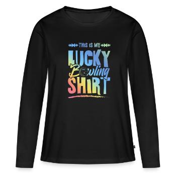 Chance de bowling - T-shirt manches longues Premium bio Femme - noir - Devant - Julia (174cm)